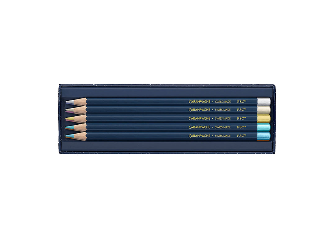 Caran D'Ache COSMIC BLUE Metallic Pencil Set – Special Edition