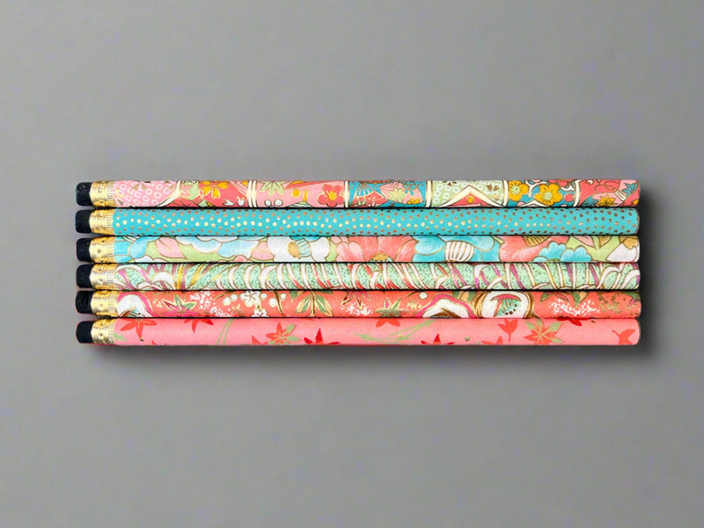 Chiyogami Washi Paper Covered Pencils Set of 6