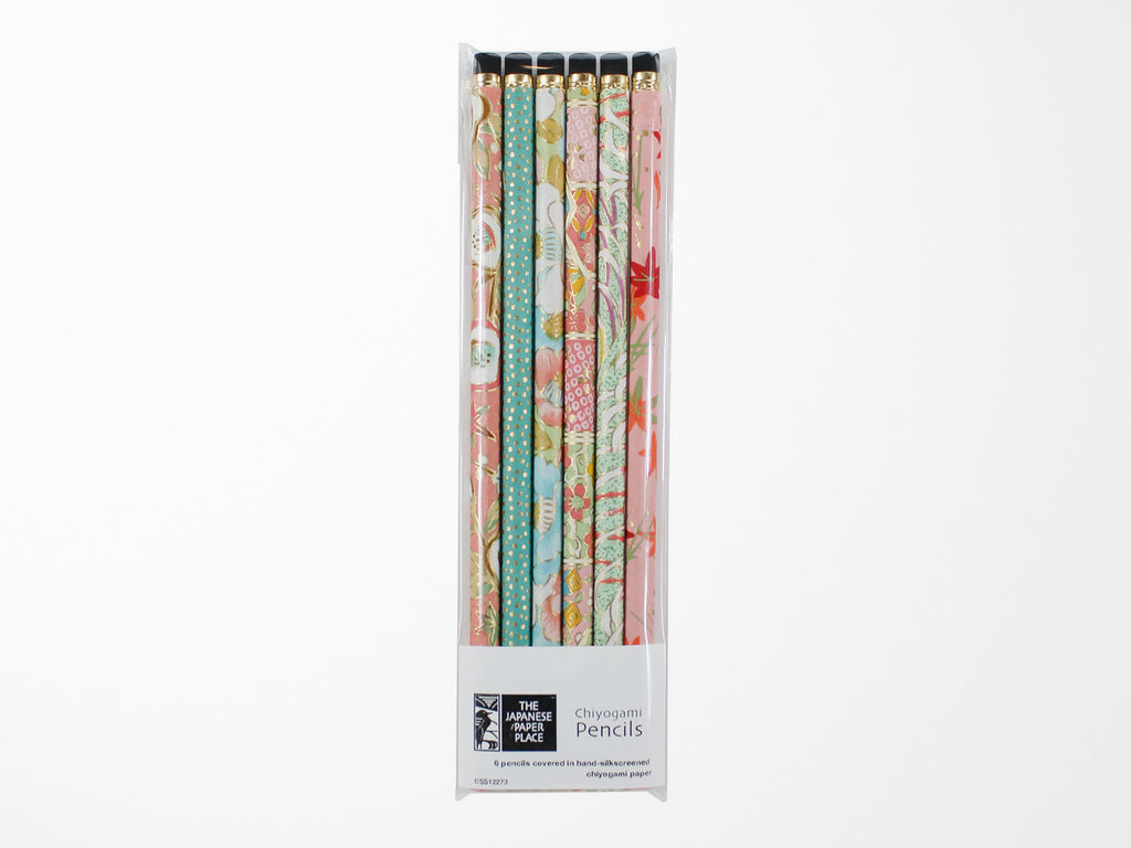 Chiyogami Washi Paper Covered Pencils Set of 6