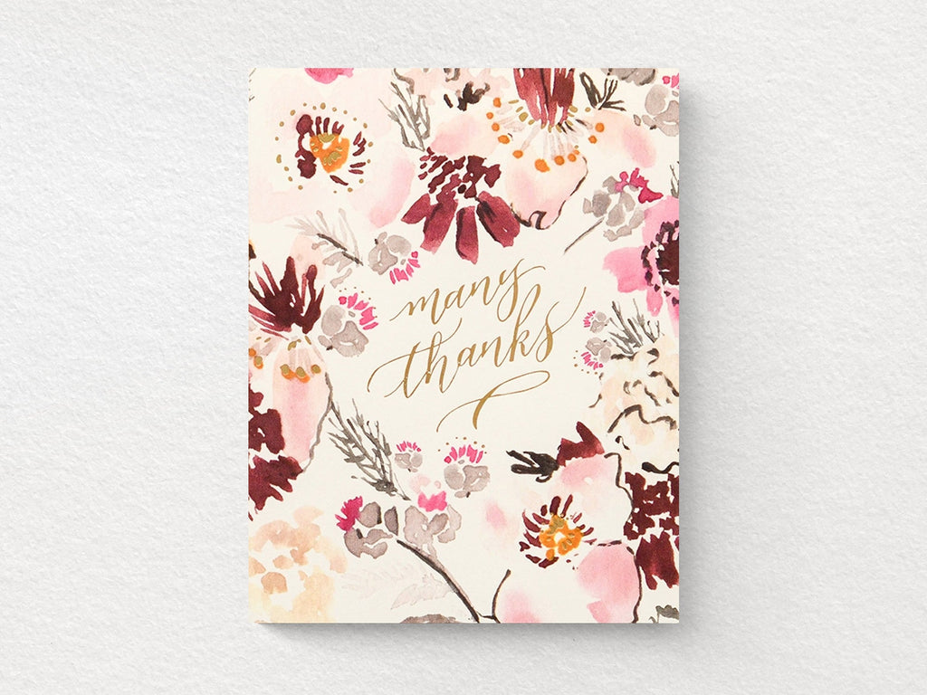 Floral Many Thanks Greeting Cards, Box of 6