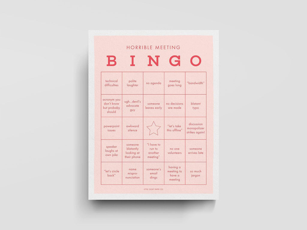 Horrible Meeting Bingo Game