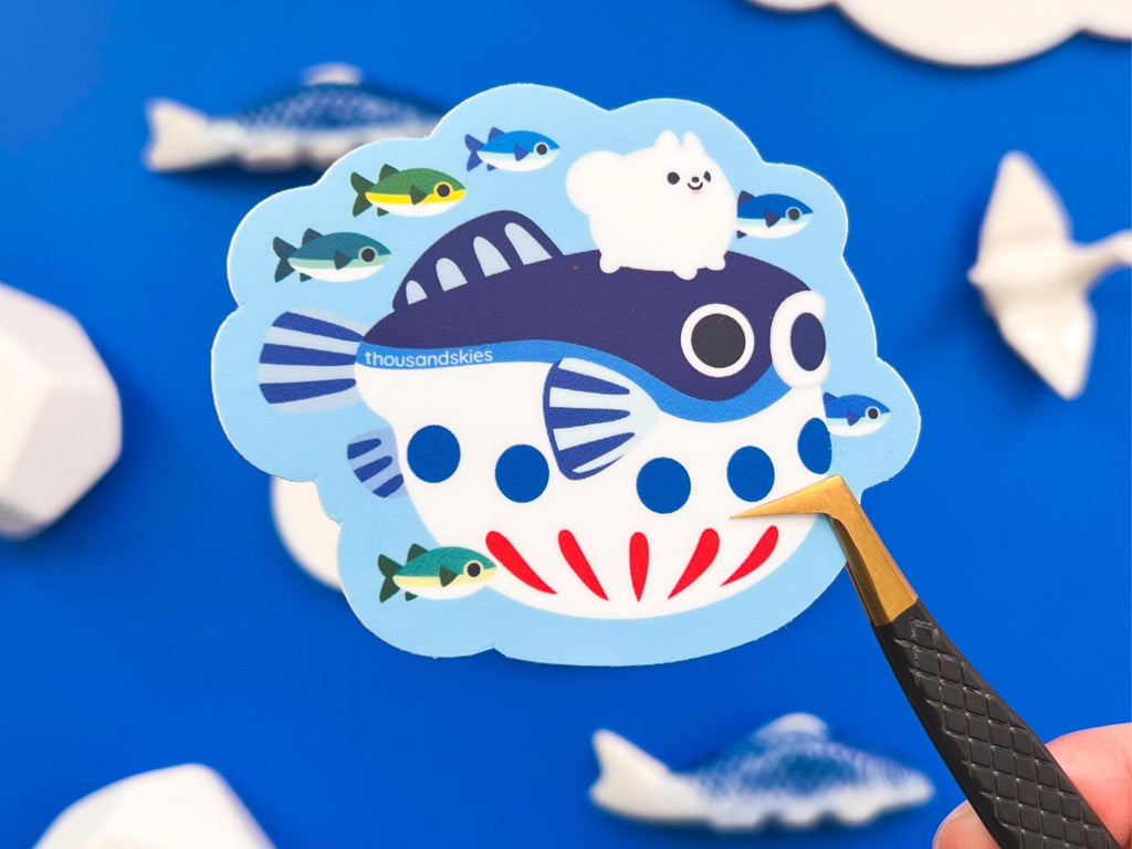 Japantown Pom and Fugu Vinyl Sticker