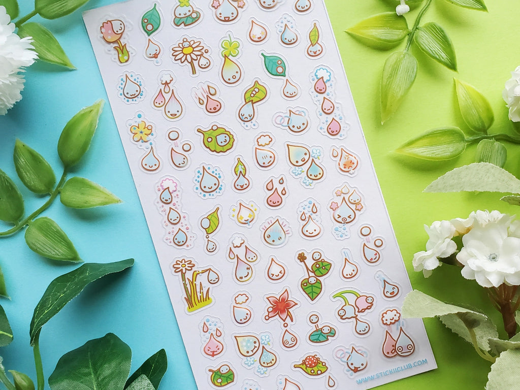 Kawaii Droplets Sticker Sheet