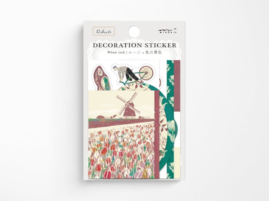 Midori Picture Book Stickers - Dark Red