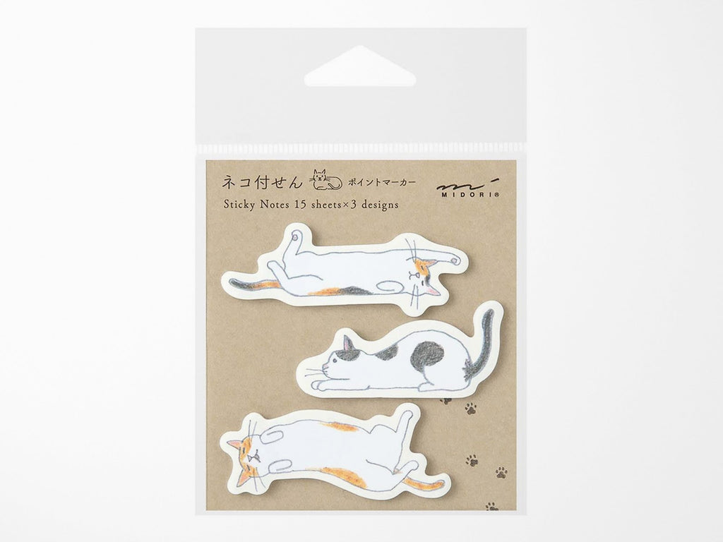 Midori Point Marker Sticky Notes - Stretching Cats