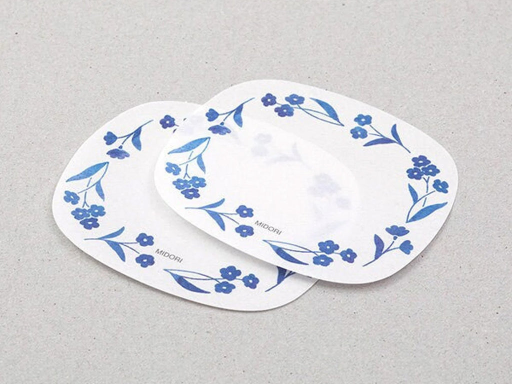 Midori Sticky Notes - Transparent Blue Flowers