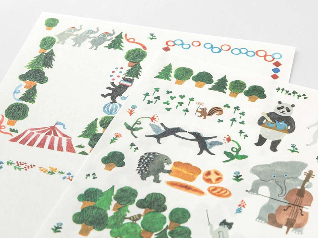 Midori Yuru Log Sticker 2 Sheets - Forest Animals