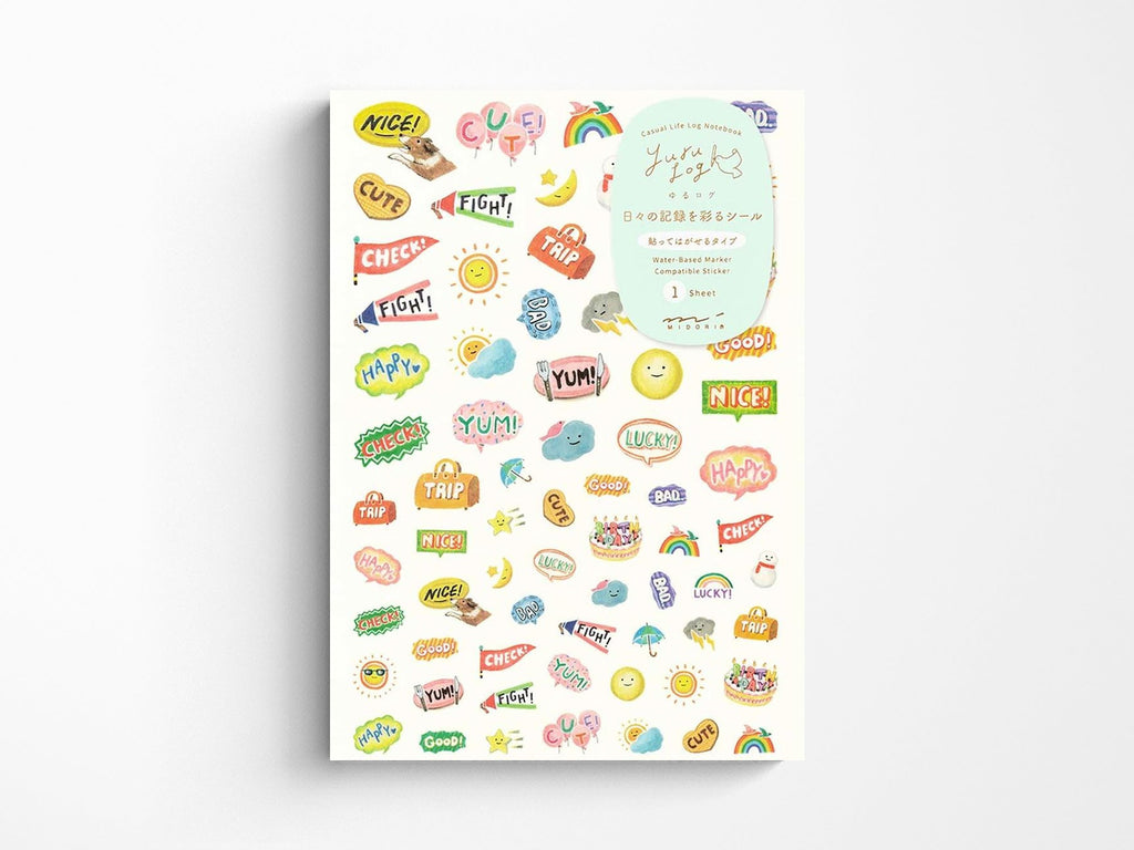 Midori Yuru Log Sticker Sheet - Feeling