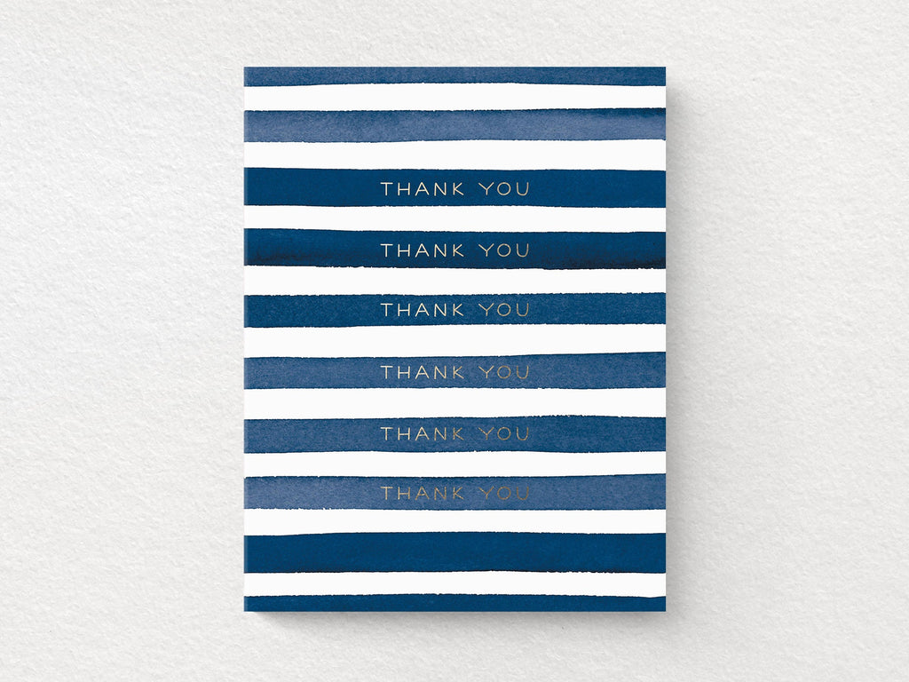 Navy Stripes Thank You Cards Box of 6