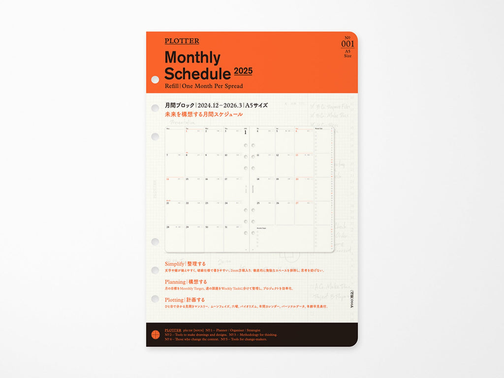 PLOTTER Refill Monthly Schedule 2025 - A5 Size