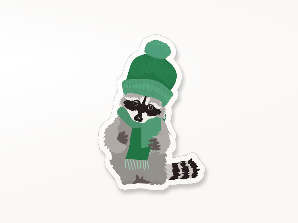 Winter Raccoon Vinyl Sticker