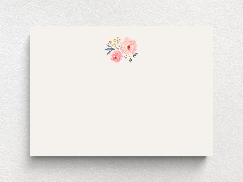 Peach Camellia Flat Notecards Set of 10