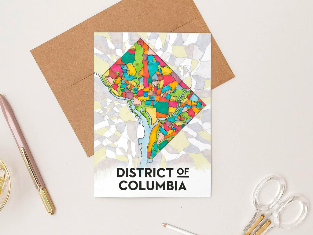 Washington DC Art Map Greeting Card